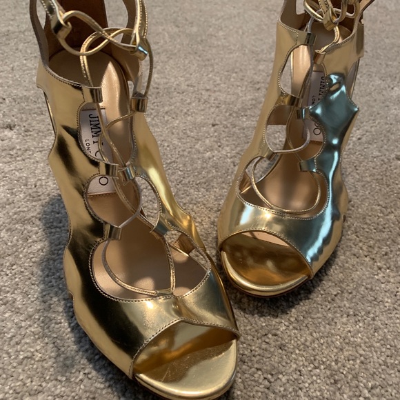 SOLD! Jimmy Choo Gold Cutout Bootie - Picture 3 of 4